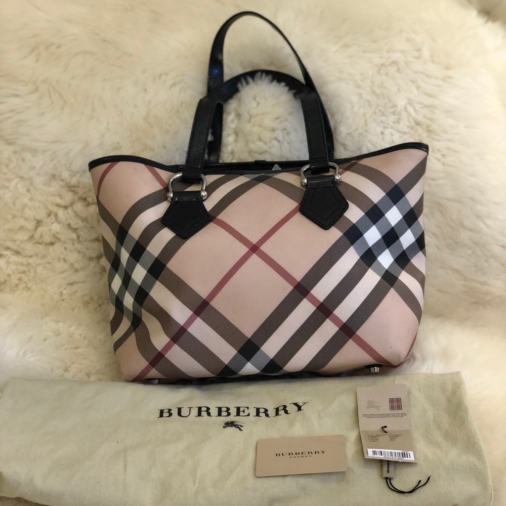 Authentic Burberry Classic Plaid Tote Bag